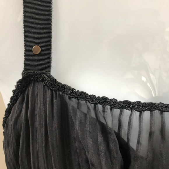 ♥️Black 2-layers wrap tie waist top sz 6-S - Picture 4 of 7